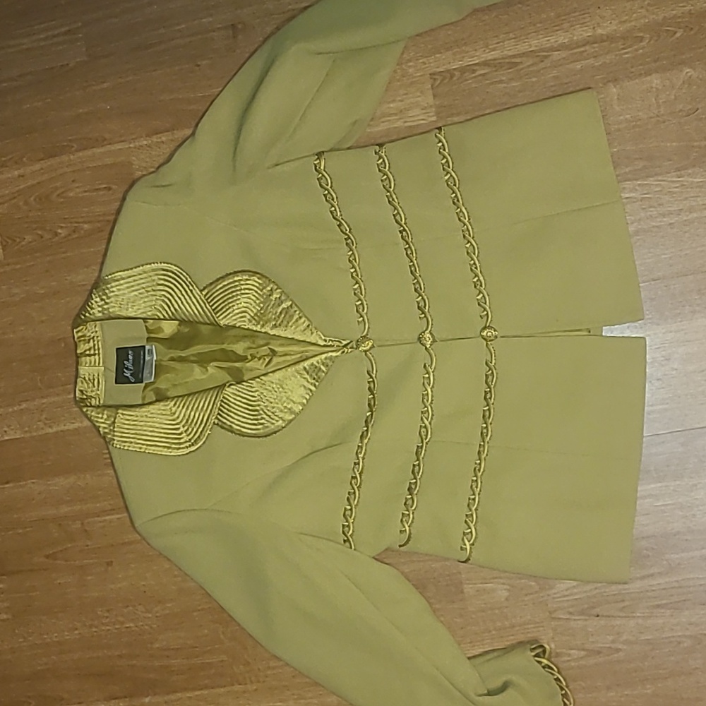 Vintage embellished plus size chartreuse blazer - Picture 1 of 5